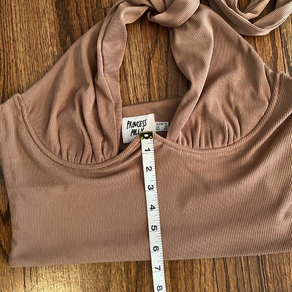 Princess Polly Alicia Women's Brown halter crop top EUC size 10 - Picture 4 of 6
